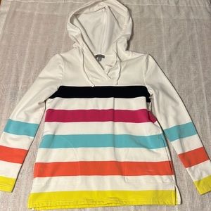 Talbots White Multicolored Stripe Long Sleeve Hooded Sweater Size S/P